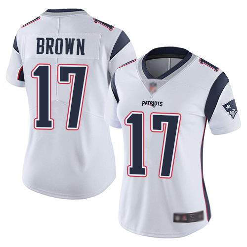 Patriots #17 Antonio Brown White Women's Stitched Football Vapor Untouchable Limited Jersey