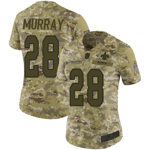 Nike Saints #28 Latavius Murray Camo Women's Stitched NFL Limited 2018 Salute to Service Jersey