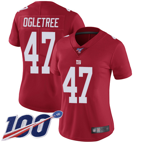 Giants #47 Alec Ogletree Red Women's Stitched Football Limited Inverted Legend 100th Season Jersey