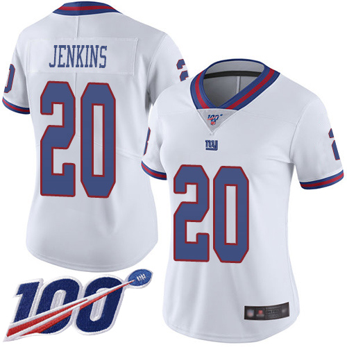Giants #20 Janoris Jenkins White Women's Stitched Football Limited Rush 100th Season Jersey