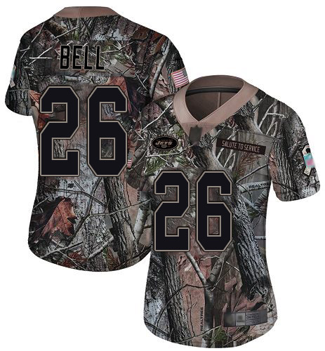 Nike Jets #26 Le'Veon Bell Camo Women's Stitched NFL Limited Rush Realtree Jersey