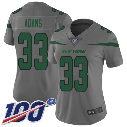 Jets #33 Jamal Adams Gray Women's Stitched Football Limited Inverted Legend 100th Season Jersey