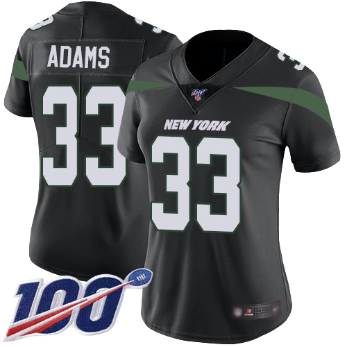 Jets #33 Jamal Adams Black Alternate Women's Stitched Football 100th Season Vapor Limited Jersey