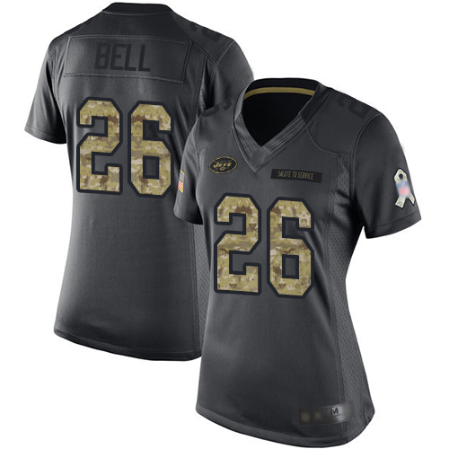 Jets #26 Le'Veon Bell Black Women's Stitched Football Limited 2016 Salute to Service Jersey