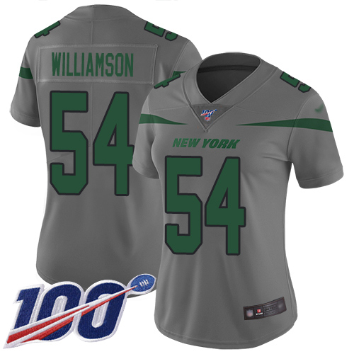 Jets #54 Avery Williamson Gray Women's Stitched Football Limited Inverted Legend 100th Season Jersey