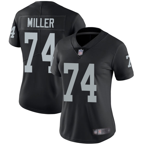 Raiders #74 Kolton Miller Black Team Color Women's Stitched Football Vapor Untouchable Limited Jersey