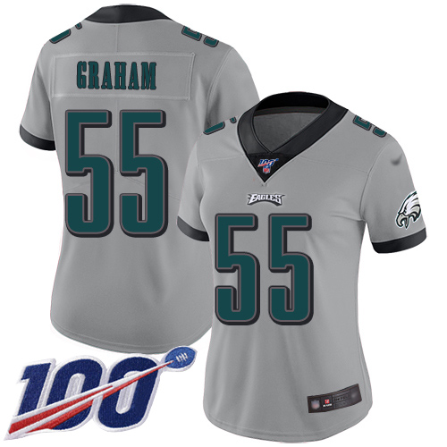 Eagles #55 Brandon Graham Silver Women's Stitched Football Limited Inverted Legend 100th Season Jersey