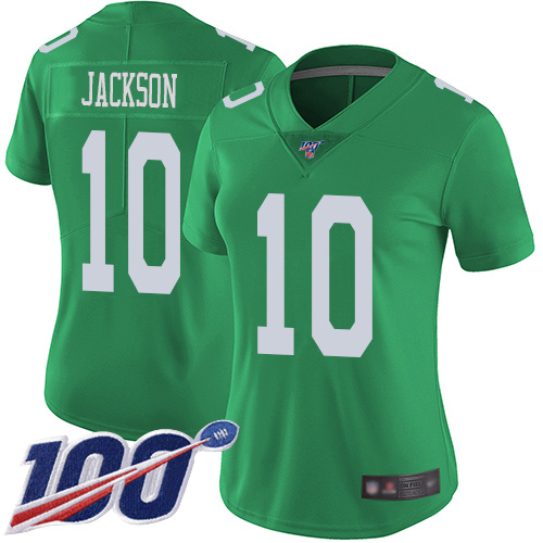 Eagles #10 DeSean Jackson Green Women's Stitched Football Limited Rush 100th Season Jersey