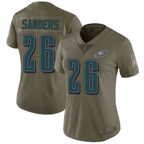 Eagles #26 Miles Sanders Olive Women's Stitched Football Limited 2017 Salute to Service Jersey
