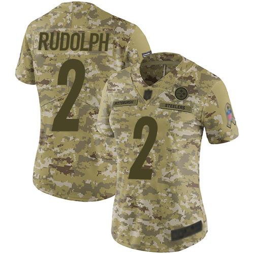 Steelers #2 Mason Rudolph Camo Women's Stitched Football Limited 2018 Salute to Service Jersey