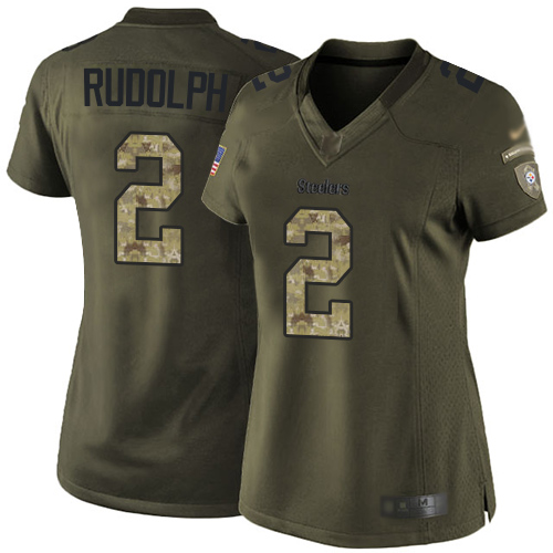 Steelers #2 Mason Rudolph Green Women's Stitched Football Limited 2015 Salute to Service Jersey