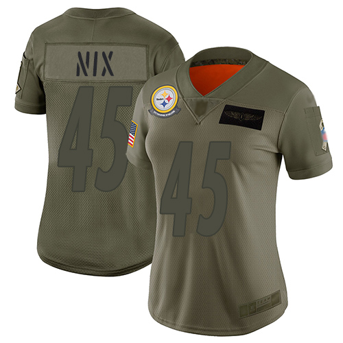 Steelers #45 Roosevelt Nix Camo Women's Stitched Football Limited 2019 Salute to Service Jersey