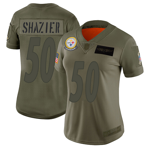Steelers #50 Ryan Shazier Camo Women's Stitched Football Limited 2019 Salute to Service Jersey