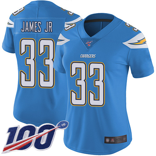 Chargers #33 Derwin James Jr Electric Blue Alternate Women's Stitched Football 100th Season Vapor Limited Jersey