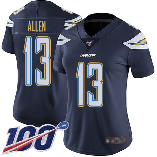 Chargers #13 Keenan Allen Navy Blue Team Color Women's Stitched Football 100th Season Vapor Limited Jersey