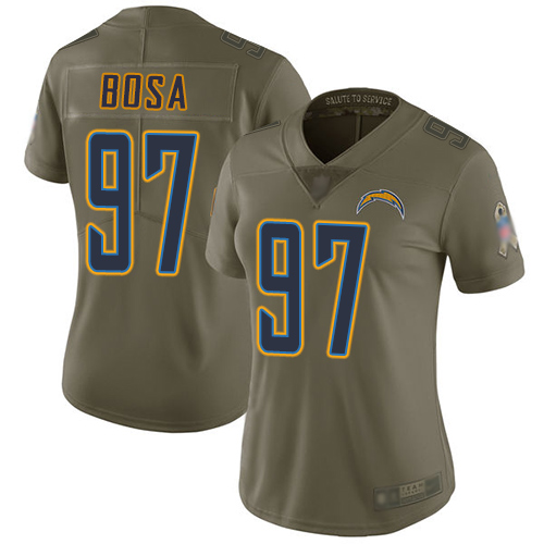Chargers #97 Joey Bosa Olive Women's Stitched Football Limited 2017 Salute to Service Jersey