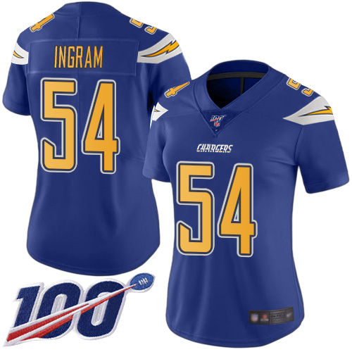 Chargers #54 Melvin Ingram Electric Blue Women's Stitched Football Limited Rush 100th Season Jersey