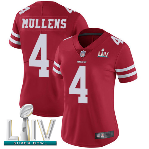 49ers #4 Nick Mullens Red Team Color Super Bowl LIV Bound Women's Stitched Football Vapor Untouchable Limited Jersey
