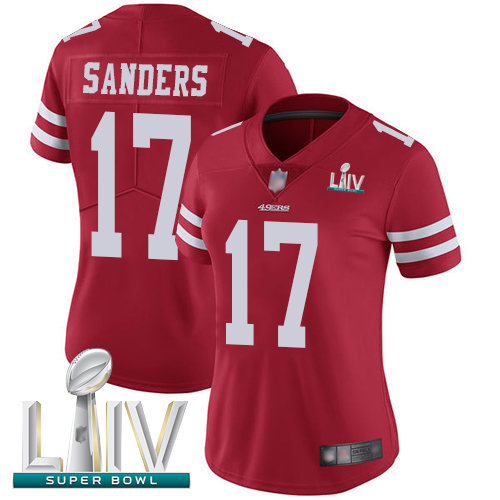 49ers #17 Emmanuel Sanders Red Team Color Super Bowl LIV Bound Women's Stitched Football Vapor Untouchable Limited Jersey