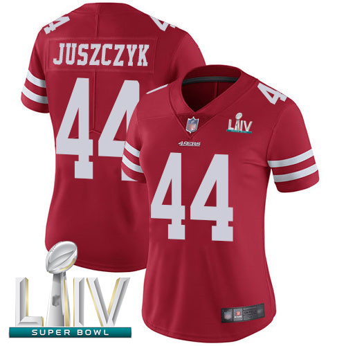 49ers #44 Kyle Juszczyk Red Team Color Super Bowl LIV Bound Women's Stitched Football Vapor Untouchable Limited Jersey