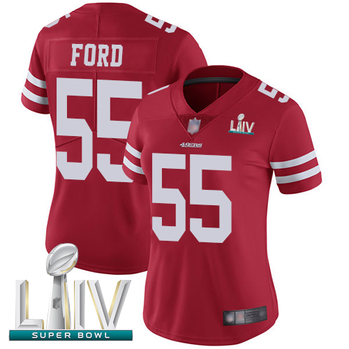 49ers #55 Dee Ford Red Team Color Super Bowl LIV Bound Women's Stitched Football Vapor Untouchable Limited Jersey