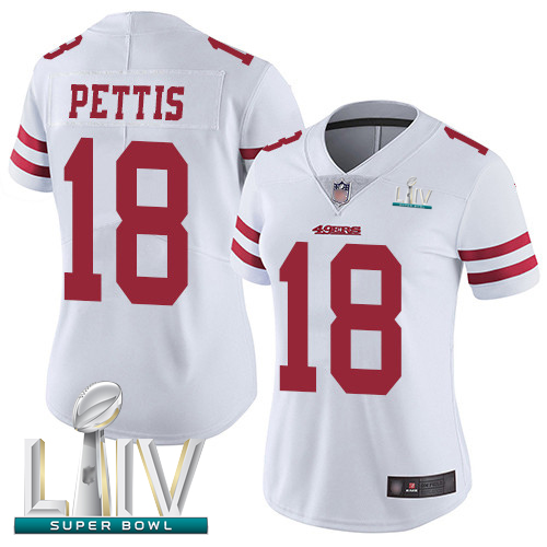 49ers #18 Dante Pettis White Super Bowl LIV Bound Women's Stitched Football Vapor Untouchable Limited Jersey