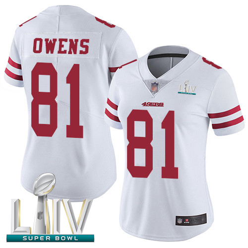 49ers #81 Terrell Owens White Super Bowl LIV Bound Women's Stitched Football Vapor Untouchable Limited Jersey