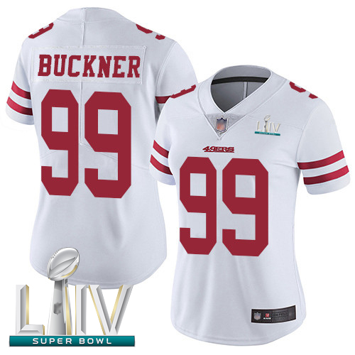 49ers #99 DeForest Buckner White Super Bowl LIV Bound Women's Stitched Football Vapor Untouchable Limited Jersey