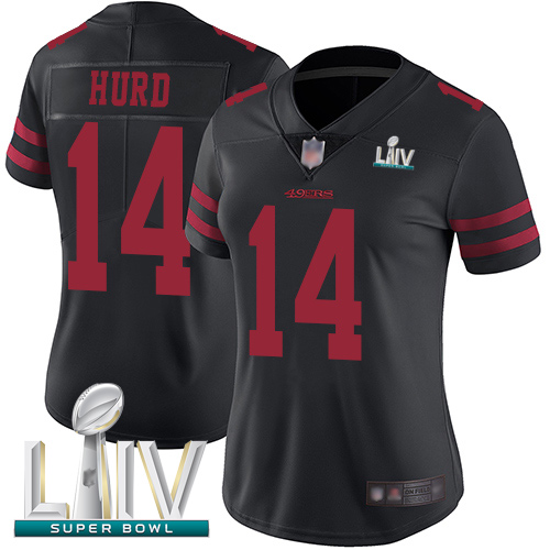 49ers #14 Jalen Hurd Black Alternate Super Bowl LIV Bound Women's Stitched Football Vapor Untouchable Limited Jersey
