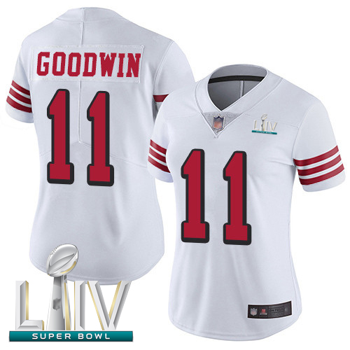 49ers #11 Marquise Goodwin White Rush Super Bowl LIV Bound Women's Stitched Football Vapor Untouchable Limited Jersey