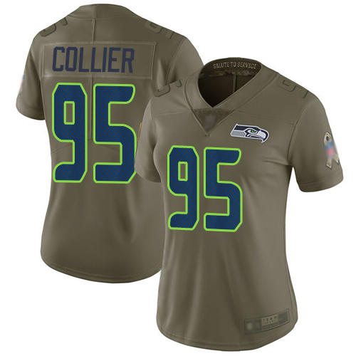 Seahawks #95 L.J. Collier Olive Women's Stitched Football Limited 2017 Salute to Service Jersey