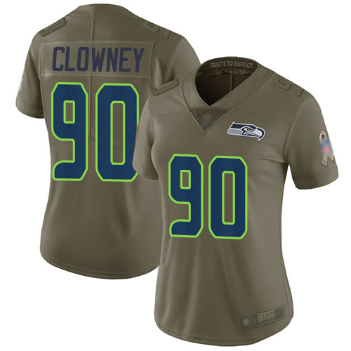 Seahawks #90 Jadeveon Clowney Olive Women's Stitched Football Limited 2017 Salute to Service Jersey