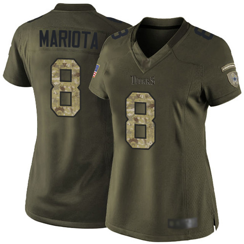 Titans #8 Marcus Mariota Green Women's Stitched Football Limited 2015 Salute to Service Jersey
