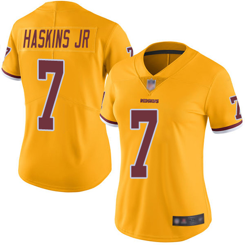 Redskins #7 Dwayne Haskins Jr Gold Women's Stitched Football Limited Rush Jersey