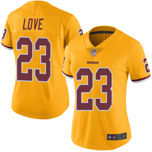 Redskins #23 Bryce Love Gold Women's Stitched Football Limited Rush Jersey
