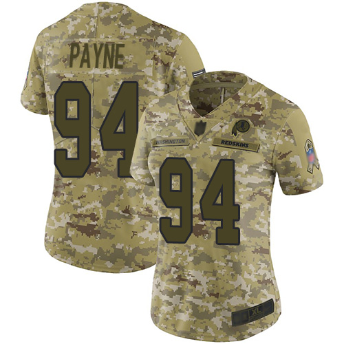 Redskins #94 Da'Ron Payne Camo Women's Stitched Football Limited 2018 Salute to Service Jersey