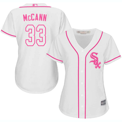 White Sox #33 James McCann White/Pink Fashion Women's Stitched Baseball Jersey