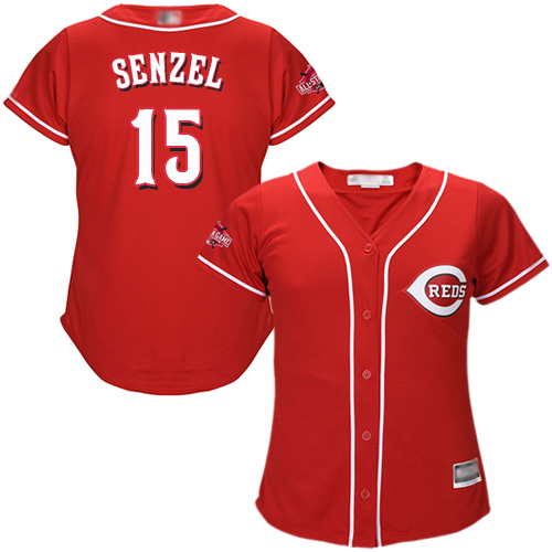 Reds #15 Nick Senzel Red Alternate Women's Stitched Baseball Jersey