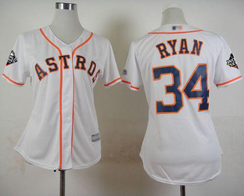 Astros #34 Nolan Ryan White Home 2019 World Series Bound Women's Stitched Baseball Jersey