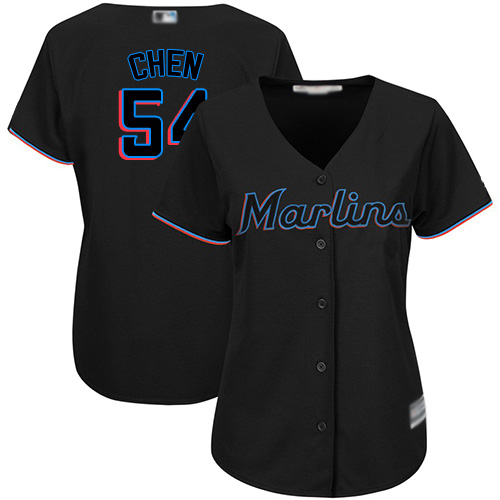 Marlins #54 Wei-Yin Chen Black Alternate Women's Stitched Baseball Jersey