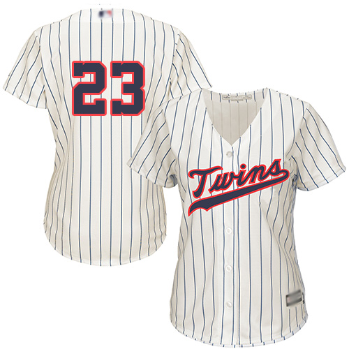 Twins #23 Nelson Cruz Cream Strip Alternate Women's Stitched Baseball Jersey
