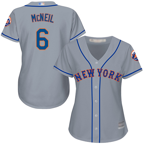Mets #6 Jeff McNeil Grey Road Women's Stitched Baseball Jersey