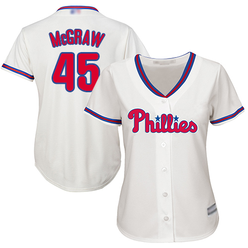 Phillies #45 Tug McGraw Cream Alternate Women's Stitched Baseball Jersey
