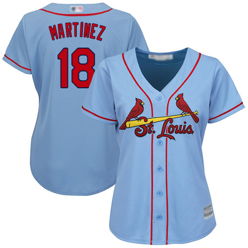 Cardinals #18 Carlos Martinez Light Blue Alternate Women's Stitched Baseball Jersey