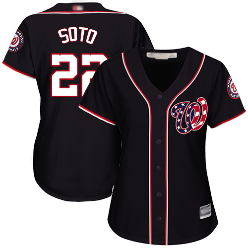 Nationals #22 Juan Soto Navy Blue Alternate Women's Stitched Baseball Jersey