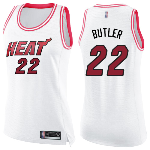 Heat #22 Jimmy Butler White/Pink Women's Basketball Swingman Fashion Jersey