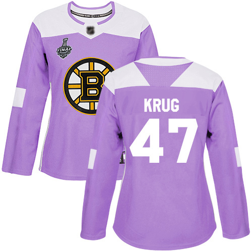 Bruins #47 Torey Krug Purple Authentic Fights Cancer Stanley Cup Final Bound Women's Stitched Hockey Jersey