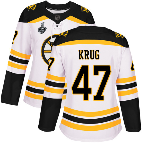 Bruins #47 Torey Krug White Road Authentic Stanley Cup Final Bound Women's Stitched Hockey Jersey