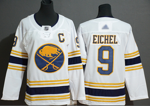 Sabres #9 Jack Eichel White 50th Season Authentic Women's Stitched Hockey Jersey