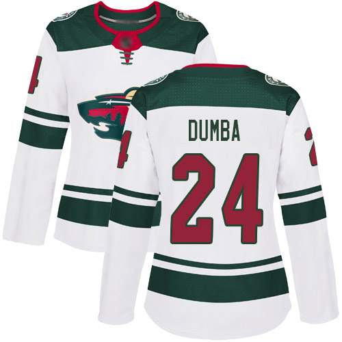 Wild #24 Matt Dumba White Road Authentic Women's Stitched Hockey Jersey